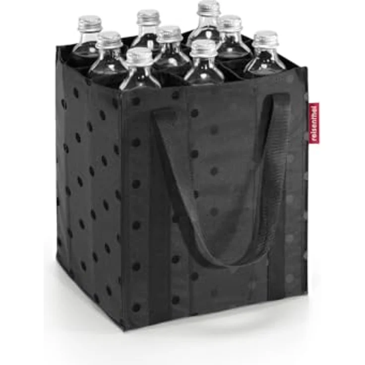 REISENTHEL® Bottlebag Glossy Dots Black, Einkaufsshopper für bis zu 9 Flaschen mit stabilen Tragegriffen und strapazierfähigem Material – Bild 4