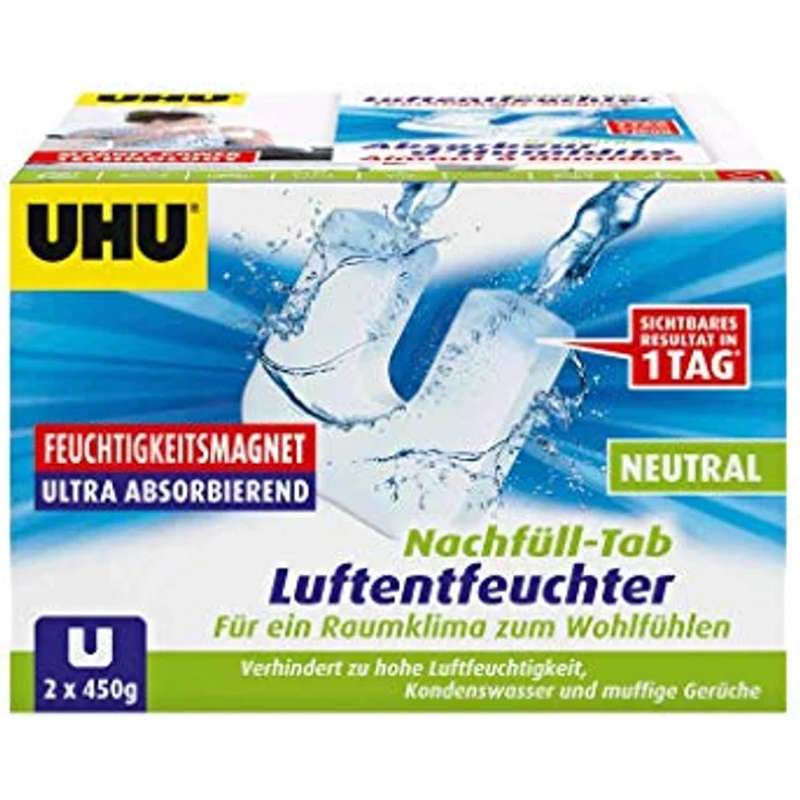 UHU Luftentfeuchter Feuchtigkeitsmagnet Neutral, 2 x 450 g - Effektive Feuchtigkeitsbekämpfung für Zuhause – Bild 2