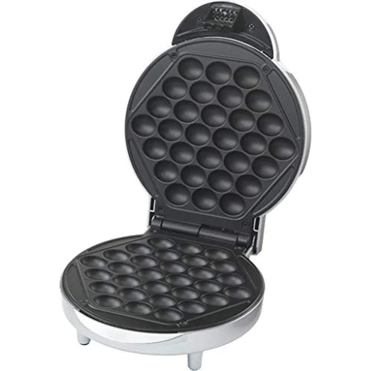 Trebs 99361 Bubble waffeleisen - mit Cool-Touch-Griff - Waffeleisen - Waffelautomat - 800 Watt - Anti-Haft beschichtet - Silber – Bild 2
