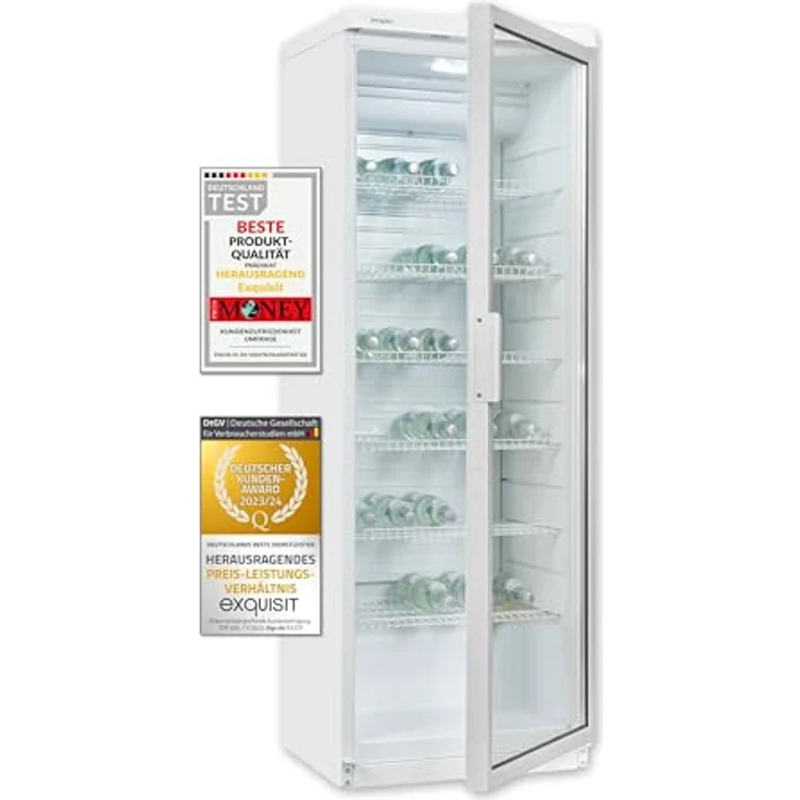 exquisit Getränkekühlschrank GKS350-1-GT-280D weiss, 320 L Volumen, LED – Bild 2