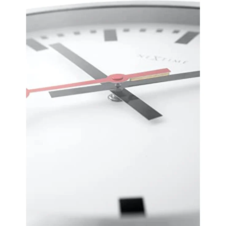 NEXTIME Wanduhr 3998 (im ikonischen Bahnhofsuhr Design, geräuschlos, Aluminium, Ø19.0cm) – Bild 4