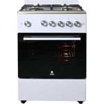 Gasline SHGG6060FGWW Gasstandherd Gaskochfeld WOK Brenner, Gasbackofen mit Timer und Thermostat, 60 cm Edelstahl/Weiß Erdgas LPG