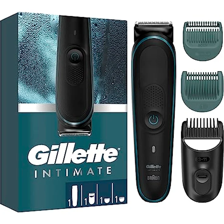 Braun Gillette INTIMATE Trimmer i5, Elektrorasierer für den Intimbereich mit SkinFirst-Technologie, kabellos und wasserdicht, Schwarz – Bild 1