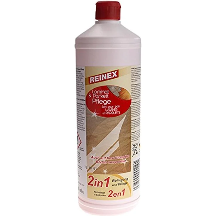 Reinex Laminat- und Parkettpflege, 12er Set Fußbodenreiniger 1L für Kork, Holz und Dielen, Kalklöser – Bild 2