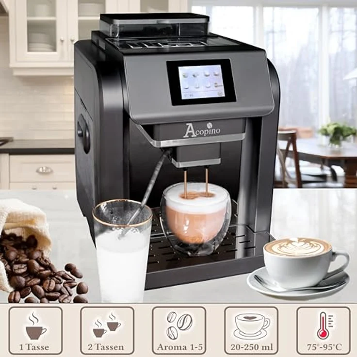 Acopino Monza Kaffeevollautomat mit One Touch Funktion, anthrazit – Bild 2