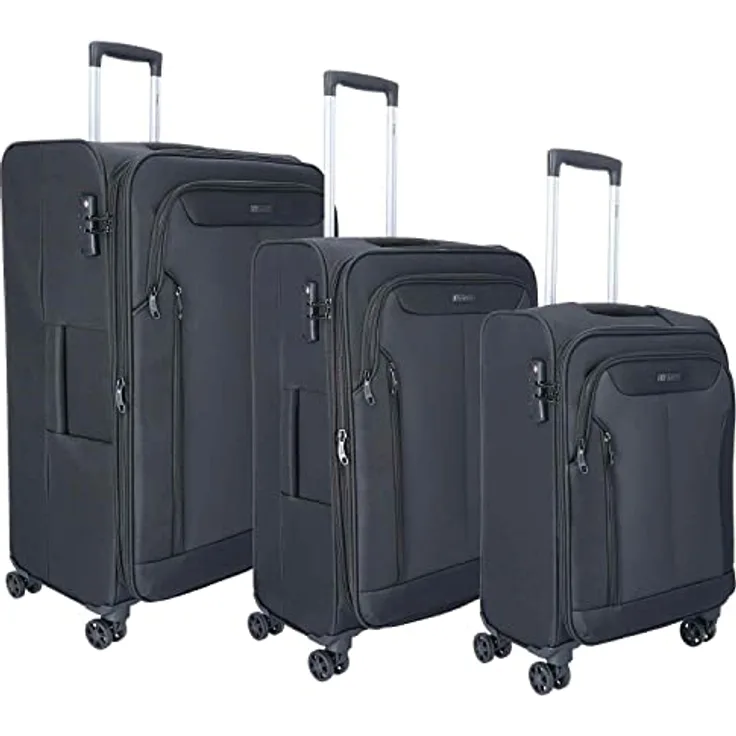 TheTrueC 3er Set 4 Rollen Koffer Superlight Kopenhagen Black