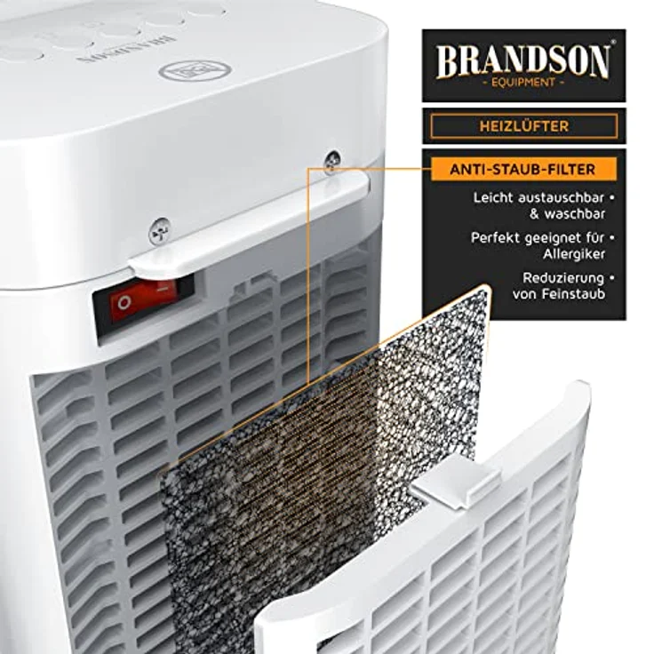 Brandson Heizlüfter mit Fernbedienung - Keramik-Heizlüfter Badezimmer energiesparend leise - Schnellheizer mit Oszillationsfunktion - 2x Heizstufen - Timer - Heizung Heater - GS-zertifiziert, Heizlüfter – Bild 5