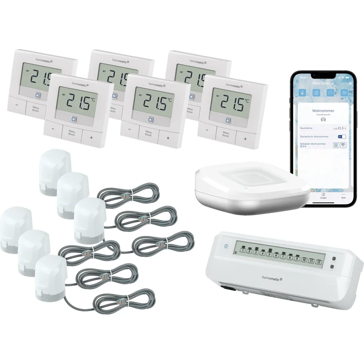 HomeMatic IP Starterset Fußbodenheizung für 6 Räume mit Access Point 2, Heizsystem zur intelligenten Raumsteuerung