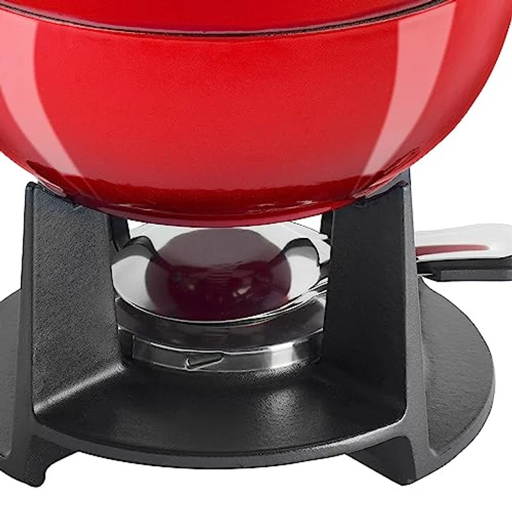 Zwilling Cherry Emaille Gusseisen Pfanne Schweizer Fondue Set für geschmolzenen Käse 6 Edelstahl Gabeln Schokoladenschmelztopf Spritzschutz für alle Herdarten Speisenwärmer 40201-002 – Bild 3