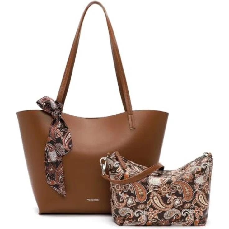 Tamaris Shopper TAS Margarethe, Polyurethan, cognac, Reißverschluss, 1 Hauptfach, 45 cm x 12 cm x 29 cm, 14 l – Bild 1