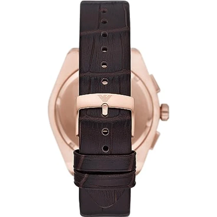 Emporio Armani Chronograph AR11563, Quarzuhr, Herrenuhr, Stoppfunktion, Lederarmband, Roségoldfarbenes Gehäuse – Bild 3