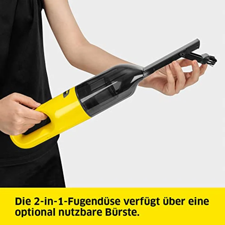 Kärcher Akku-Handstaubsauger CVH 2, kompakter und leichter Krümelsauger für den schnellen Einsatz, Staubbehälter: 0,15 l, Gewicht: 0,65 kg, inkl. 7,2 V Akku, USB-Ladegerät, 2-in-1-Fugendüse – Bild 5