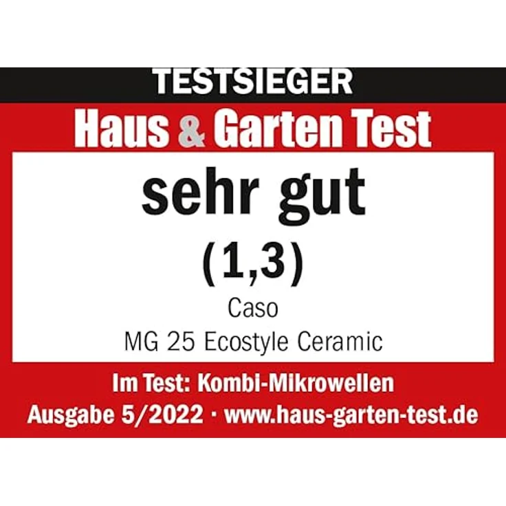 Caso MG 25 Ecostyle Ceramic 2in1 Mikrowelle mit Grill, Standgerät, Keramikboden, Grill-Rost, 20 Liter Garraum, 1000 Watt, silber – Bild 3