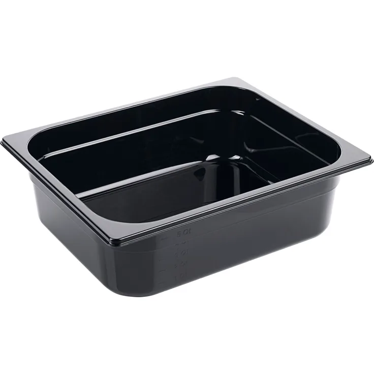Contacto GN 1/2-100 mm PC, bruchsicherer Polycarbonat-Lebensmittelbehälter, schwarz, spülmaschinengeeignet, temperaturbeständig von -40°C bis +100°C