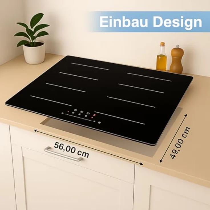 YUNA Milagro IK77-2FZ Induktionskochfeld, Flexzone mit 7000 Watt, 77 cm, schwarze Glaskeramik-Oberfläche – Bild 2