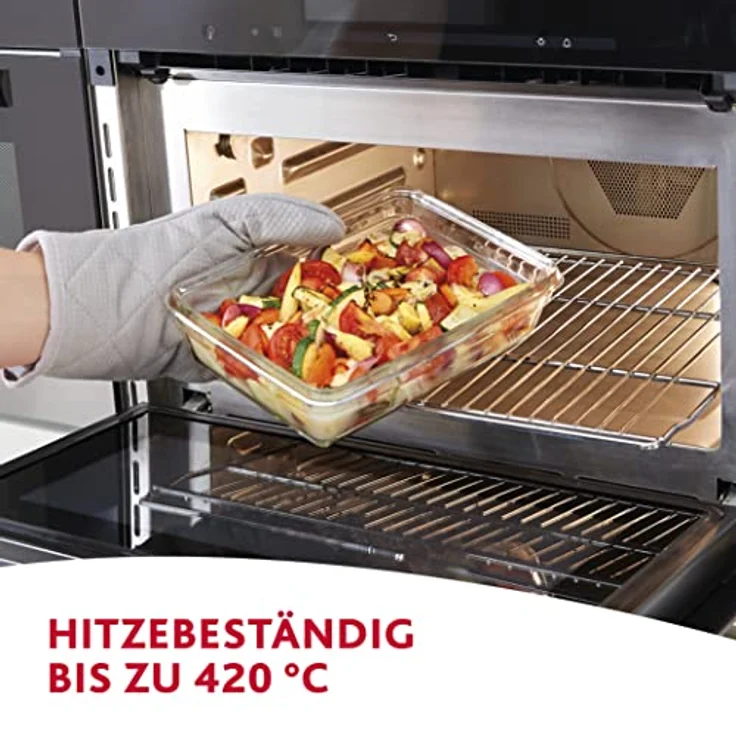 Emsa 54169 Clip & Close Glas Frischhaltedosen | 3er Set | 0,2+ 0,5+ 1,3 L | Rechteckig | 100 Prozent Dicht | Backofengeeignet | Mit Frische-Dichtung – Bild 4