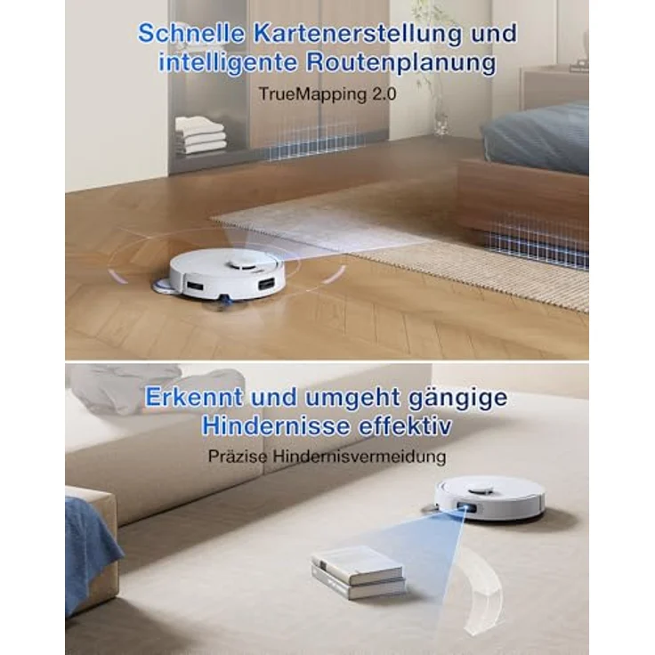 Ecovacs Deebot T30c White Gen 2 EU, Staubsauger Roboter mit 25.000 Pascal Saugkraft, Laser-Navigation und Nasswischfunktion, Weiss – Bild 5