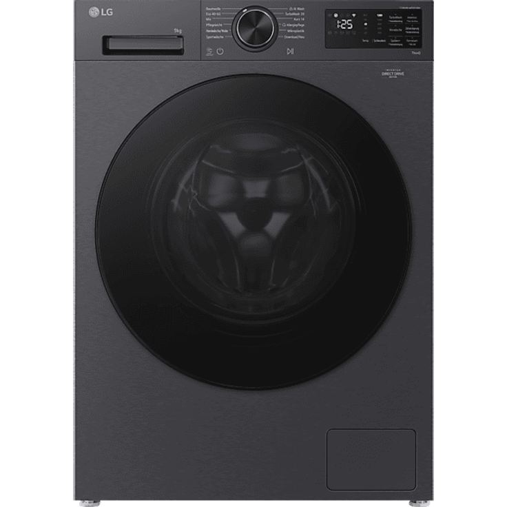 LG F2X7SLIM9B SLIM FIT Waschmaschine, 9 kg Füllmenge, 1170 U/Min., Schwarz, Inverter Direct Drive®, AI DD®, Dampf- und Allergieprogramme