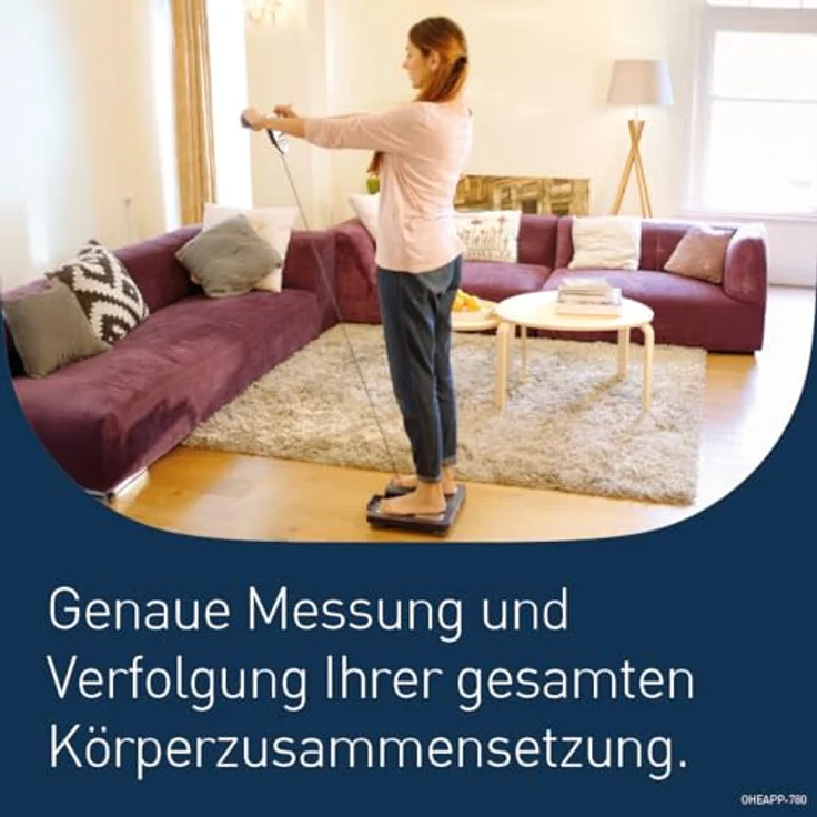 Omron Ganzkörperanalyse, Waage BF511 mit Hand, zu, Fuß, Messung, türkis, misst Körperfett, Gewicht, Viszeralfett, Skelettmuskelmasse, Kaloriengrundumsatz und BMI – Bild 3