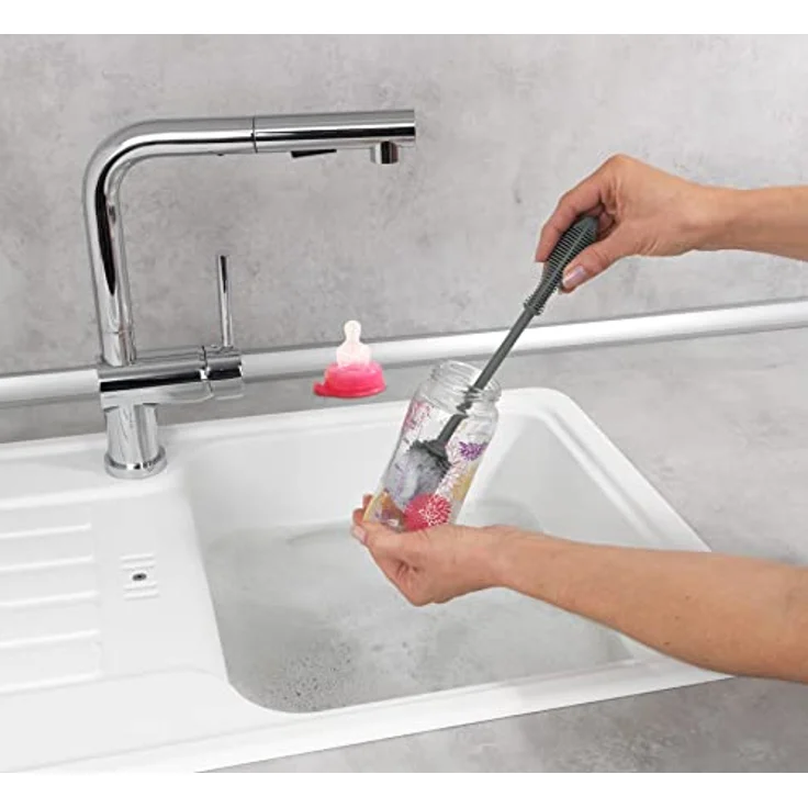 Wenko 54750100 Silikon Spülbürste, Reinigungsbürste, Silikon, 3.5 x 25 x 3.5 cm, schwarz – Bild 3