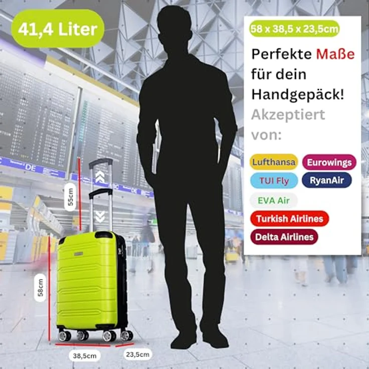 NOWI Hartschalen-Trolley Koffer M (Handgepäck) mit Zahlenschloss, 8 Rollen, in verschiedenen Farben, robust und leicht – Bild 2