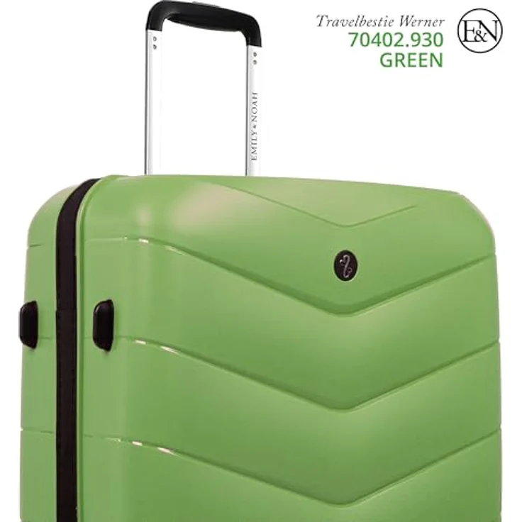 EMILY & NOAH Trolley E&N Travelbestie Werner 70402, großer Damen Koffer mit 95 l Volumen, Uni Green, 4 Doppelrollen und TSA-Schloss – Bild 2