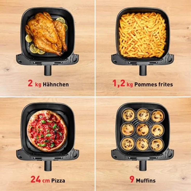 Tefal Easy Fry Mega Heißluftfritteuse EY8558E0, 7,5 Liter, für bis zu 8 Personen, 99% weniger Fett, 8 automatische Gareinstellungen, digitales Display, spülmaschinengeeignet, Schwarz – Bild 5