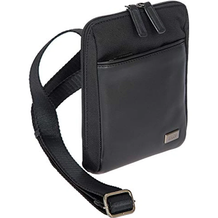 Brics Monza Handtasche, kompakte Schultertasche aus Leder und Nylon, Schwarz, mit organisiertem Innenraum und verstellbarem Schultergurt – Bild 2