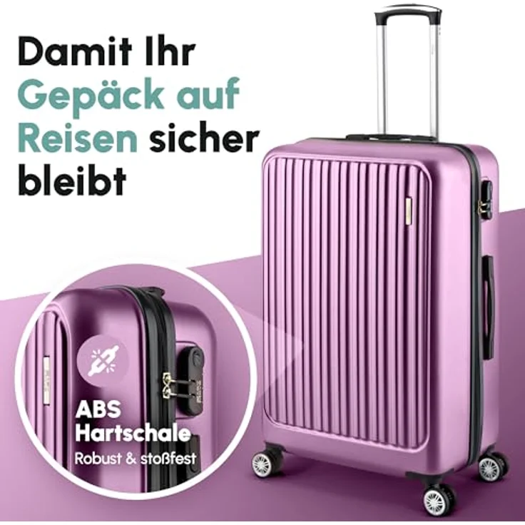 Easy Move ABS Hartschalenkoffer ERGONOMISCH & SICHER - Lila, Set – Bild 2