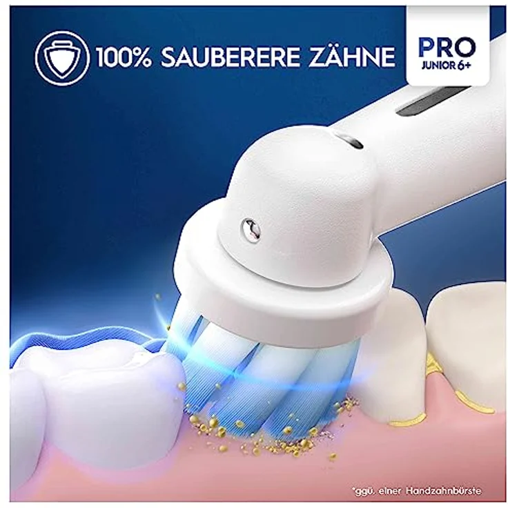 Oral-B Junior Pro Frozen Elektrische Zahnbürste/Electric Toothbrush für Kinder ab 6 Jahren, 2 Aufsteckbürsten, 360°-Andruckkontrolle, 3 Putzmodi inkl. Sensitive Zahnpflegee, Timer, weiß – Bild 2