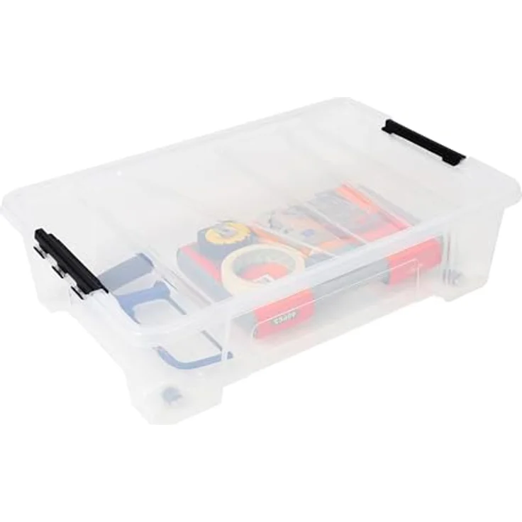 Ondis24 Unterbettbox Jolly mit Deckel und Rollen, Rollbox 25 L, Spielzeugkiste, Kiste stapelbar, Aufbewahrungsbox transparent (1) – Bild 3