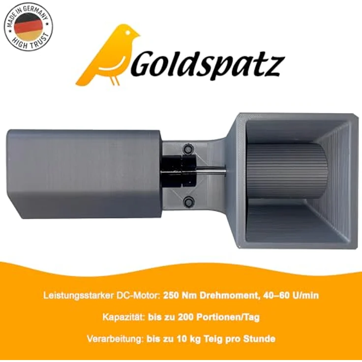 Goldspatz Profi MAX Plus, elektrische Spätzlemaschine mit Elektromotor, Edelstahlkurbel & Klemme - für bis zu 200 Portionen pro Tag - Made in Germany – Bild 3