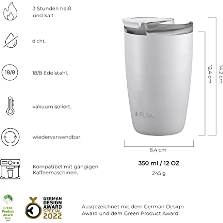 FLSK To-Go Cup 350 ml Weiß – Bild 4