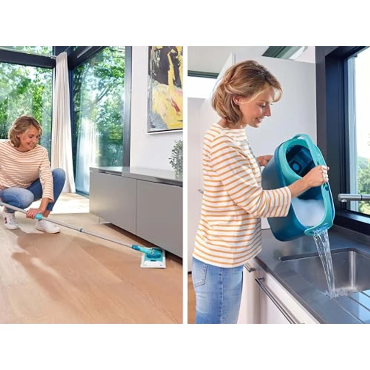 Leifheit Wischmopp Set CLEAN TWIST M Ergo (micro duo) + SUPERDUSTER M, mit 99% Keimreduktion, waschbaren Bezügen und teleskopierbarem Stiel – Bild 8