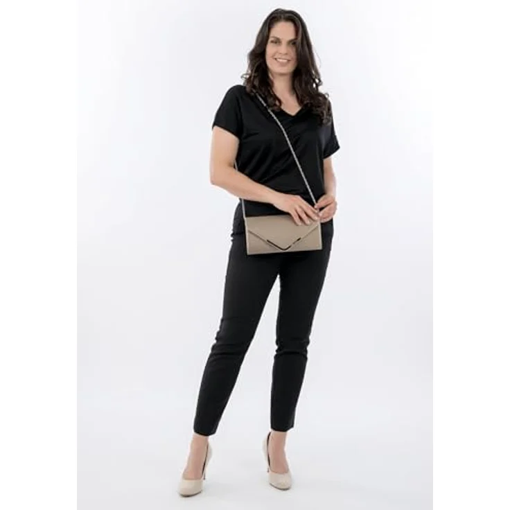 Tamaris Amalia, Clutch in Beige mit abnehmbarem Umhängeriemen und Magnetdruckknopf – Bild 2