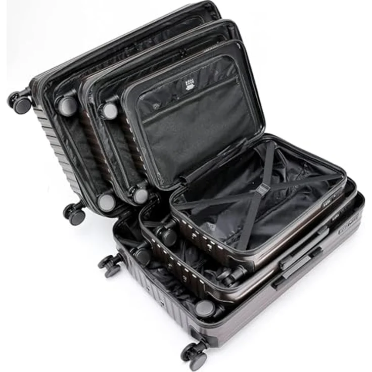 Münicase M816 Reisekoffer, 3tlg. Kofferset mit TSA-Schloss, hartschalig, Teleskopgriff, 4 Rollen, Coffee – Bild 2