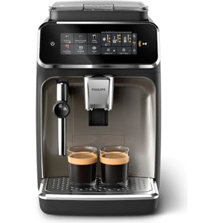 PHILIPS 3300 Series Kaffeevollautomat - 5 Getränke, Intuitives Touch-Display, Klassischer Milchaufschäumer, SilentBrew, 100% Keramikmahlwerk, AquaClean Filter. Schwarzchrom – Bild 1