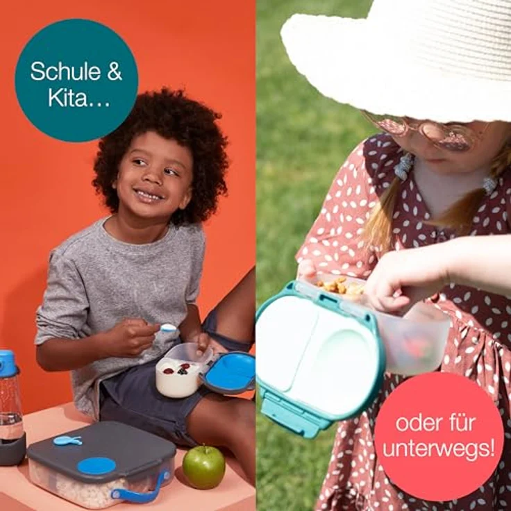 B.Box Snackbox Midnight, Auslaufsichere Lunchbox mit zwei Fächern, Blau – Bild 6