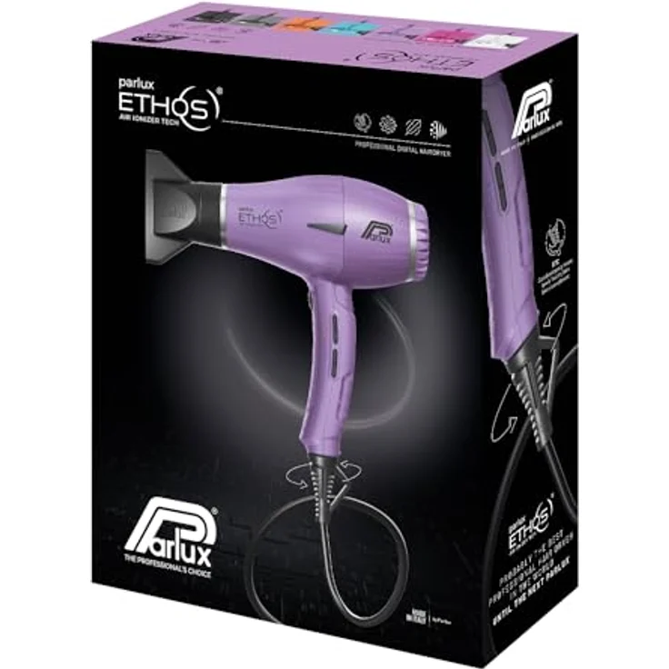 Parlux Ethos® Professioneller digitaler Haartrockner mit negativen Ionen, Made in Italy, 2300 Watt, Flieder – Bild 3