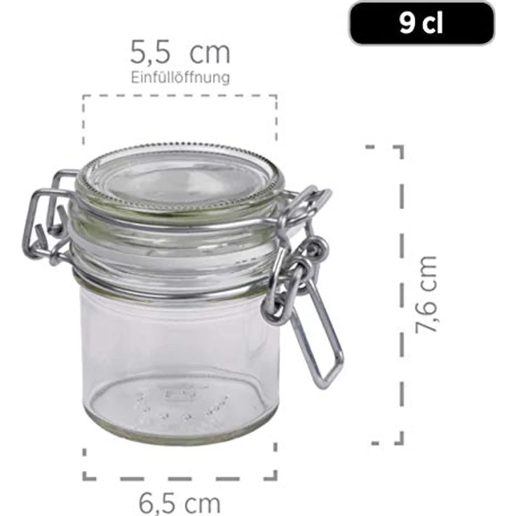 MÄSER 925337 Gothika, Einmachgläser klein, made in Germany, 6er Set à 90 ml, Vorratsgläser mit Deckel und Drahtbügel zum luftdichten Aufbewahren, Einkochen und Einlegen, Glas, transparent – Bild 4