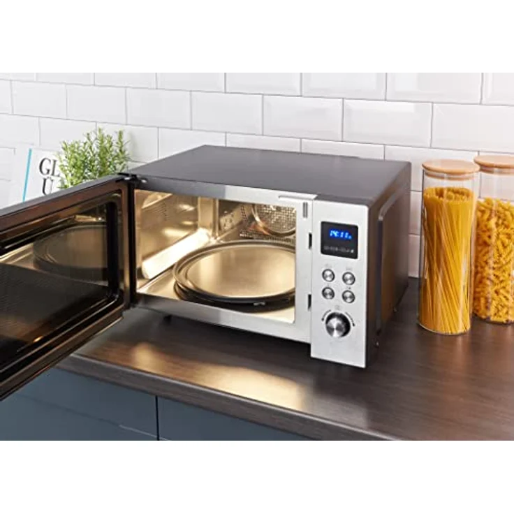 Severin MW 7778 4-in-1 Mikrowelle, 25 Liter Garraum, 900 Watt, Grillfunktion, Heißluft 230°C, Pizzafunktion, Auftauen, 11 Programme, silber – Bild 8