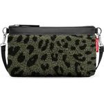 REISENTHEL® Umhängetasche mini pouch teddy leo olive, weicher Teddy-Stoff, 1l Volumen, olivgrün mit Leo-Muster