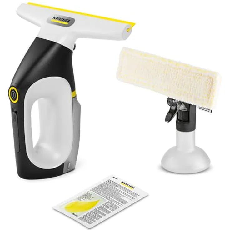 Kärcher Akku-Fenstersauger WV 3 Comfort Care, 35 min Laufzeit, XXL-Schmutzwassertank 200 ml, 280 mm Absaugdüse, inkl. Sprühflasche mit Mikrofaser-Wischbezug und Fensterreiniger