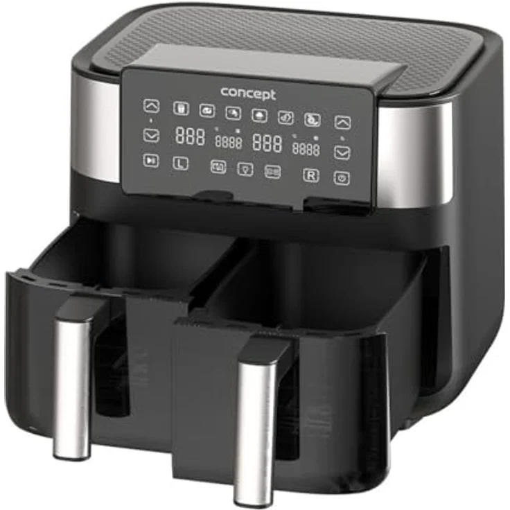 Concept FR8000 Luftfritteuse, 2850 W, 8 l, Schwarz/Silber, Heißluftfritteuse – Bild 1