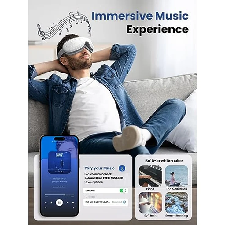 BOB AND BRAD EyeOasis 2 Augenmassagegerät mit Wärme, Musik und Kompression Massage, Elektrisches Eye Massager Augenmaske in Blau zur Linderung von Augenringen Trockene Augen, Geschenke für Männer Frauen – Bild 5