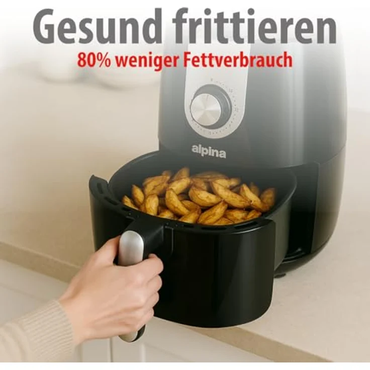 Alpina Heißluftfritteuse, 900W mit einstellbarem Temperaturbereich von 80-200°C – Bild 6
