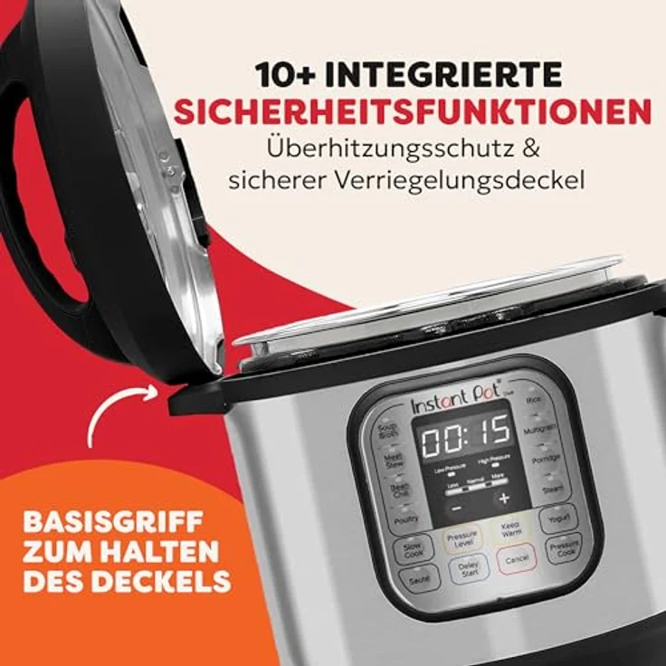 Instant Pot Duo 7-in-1-Multikocher 5,7 l – gebürstetes Edelstahl, großer Schnellkochtopf, Schongarer, Reiskocher, Sauteuse, Joghurtbereiter, Dampfgarer, Speisenwärmer, spülmaschinenfest – Bild 5