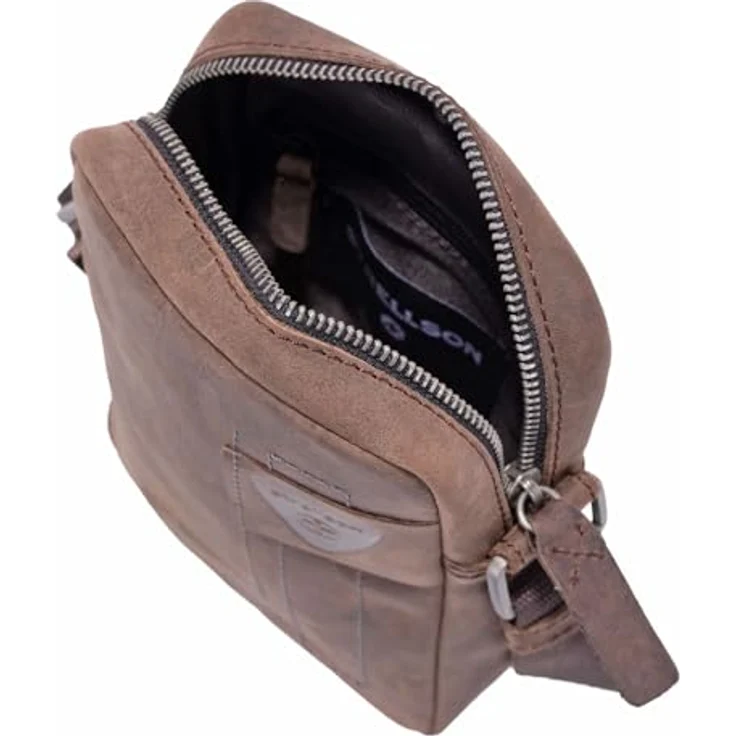 Strellson Richmond Clint Shoulderbag, dunkelbraune Umhängetasche aus hochwertigem Rindsleder, verstellbarer Schulterriemen, kompakte Maße 13x18,5x4,5 cm – Bild 4
