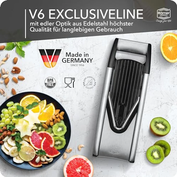 Börner Gemüsehobel V6 ExclusiveLine Profi Set, Kunststoff, mit 2 Messereinschüben und Dockingstation – Bild 3