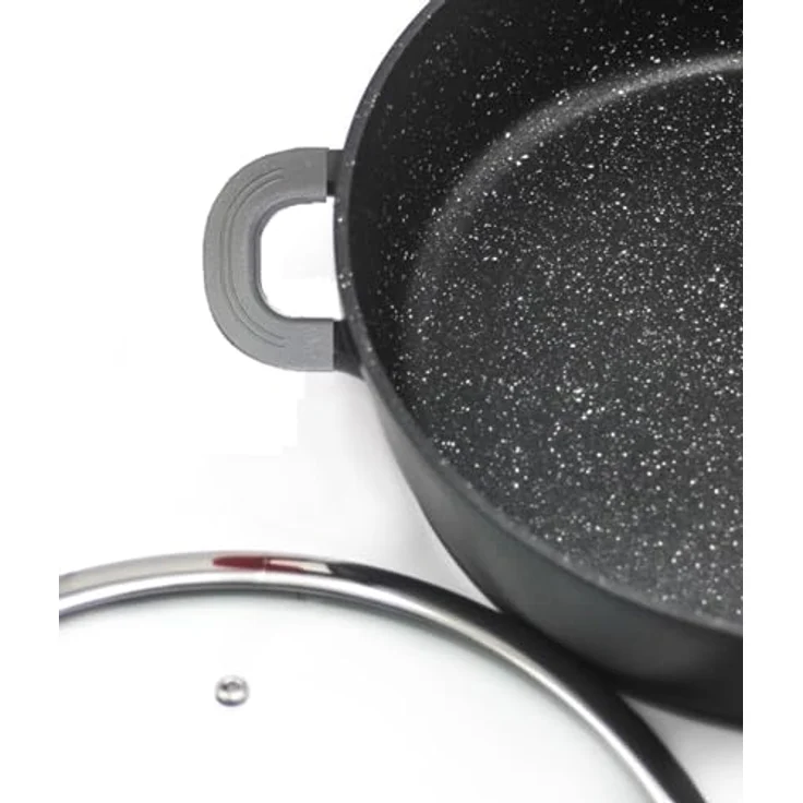 Alu Guss Oval Bräter ø38cm Induktion Topf Schmortopf Marmorbeschichtung – Bild 5